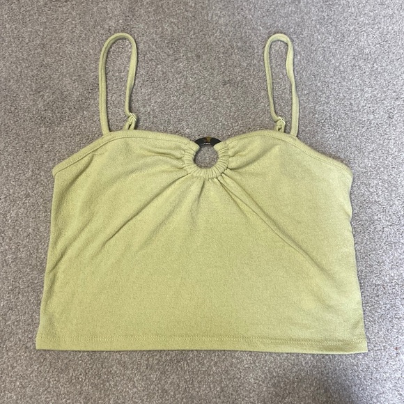 American Eagle Lime Green Keyhole Crop Tank Top Size L - Picture 1 of 4